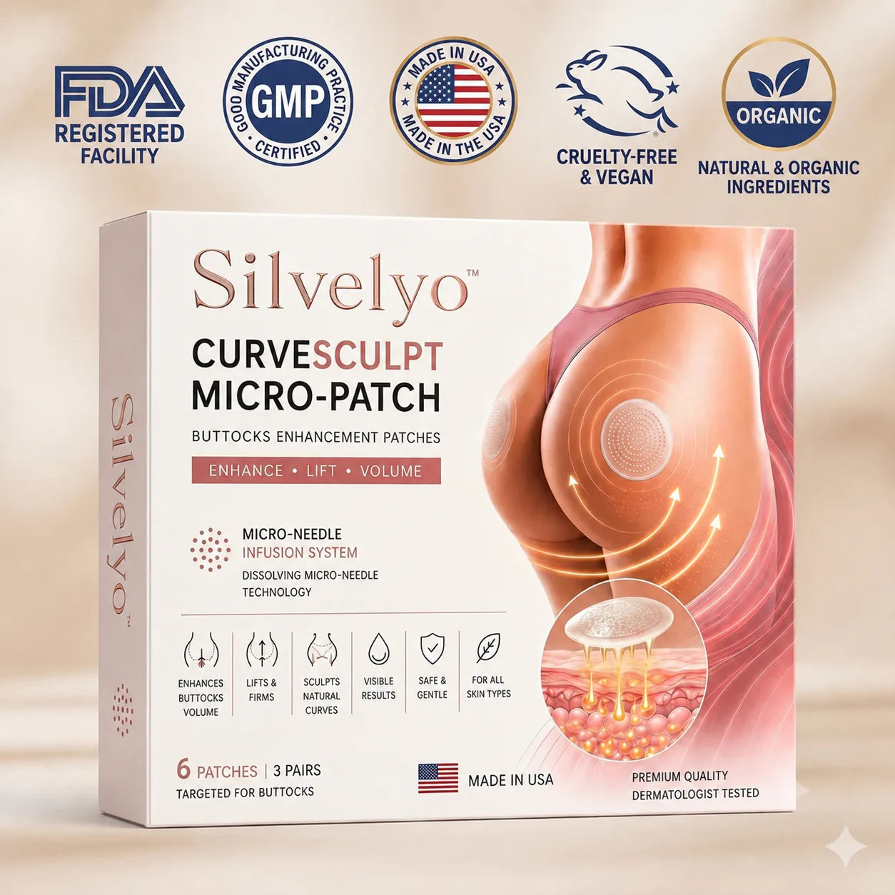 Silvelyo™ CurveSculpt Micro-Patch ✦ Sculpt • Firm • Smooth Lower Body Curves ✦ Micro-Needle Infusion System