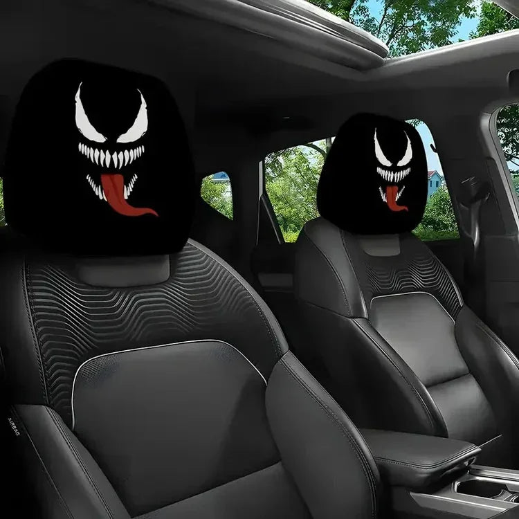 Funny Cartoon Car Headrest Covers – 2PCS Universal Fit