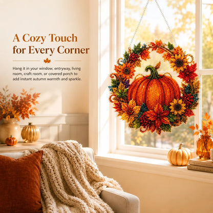 🔥Last Day 49% OFF - 🍂✨Autumn Harvest Pumpkin Diamond Art Hanging Ornament Kit