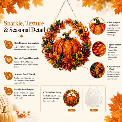 🔥Last Day 49% OFF - 🍂✨Autumn Harvest Pumpkin Diamond Art Hanging Ornament Kit