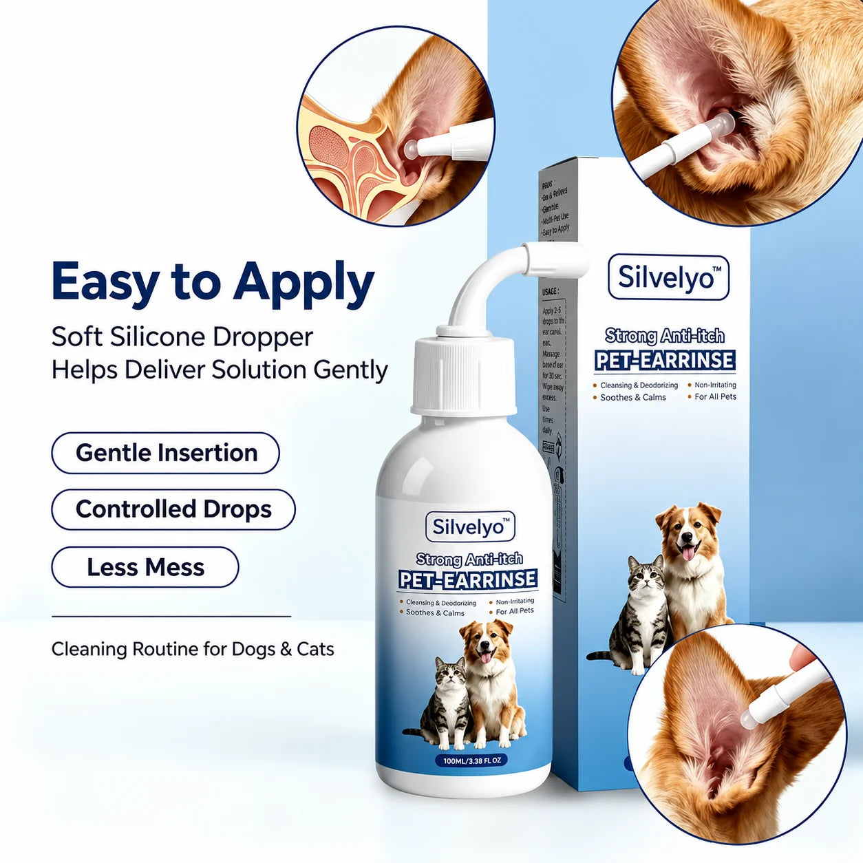Silvelyo™ Pet Ear Wash | Odor-Free Cleaning for Dogs & Cats🐾
