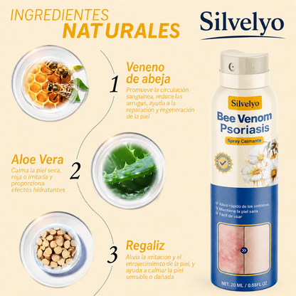 Silvelyo™ Bee Venom Spray 2x1: Alivio inmediato para piel sensible con Psoriasis.