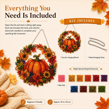 🔥Last Day 49% OFF - 🍂✨Autumn Harvest Pumpkin Diamond Art Hanging Ornament Kit