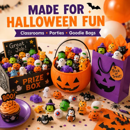 🎃 100PCS Halloween Mochi Squishy Toys – Cute Sensory Party Favors & Goodie Bag Fillers✨
