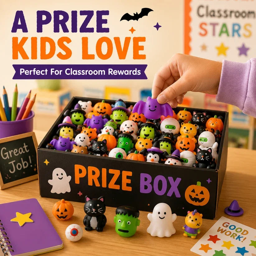 🎃 100PCS Halloween Mochi Squishy Toys – Cute Sensory Party Favors & Goodie Bag Fillers✨