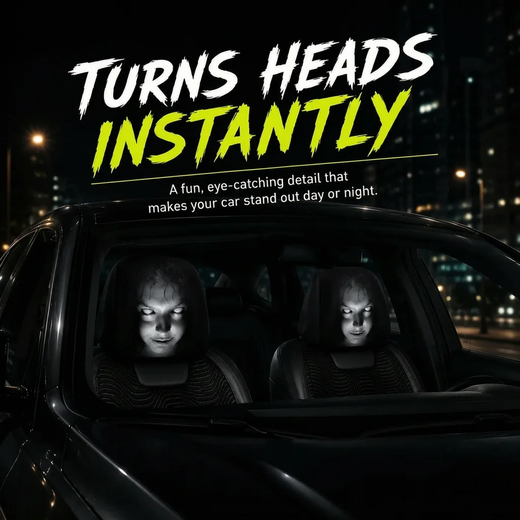 Funny Cartoon Car Headrest Covers – 2PCS Universal Fit