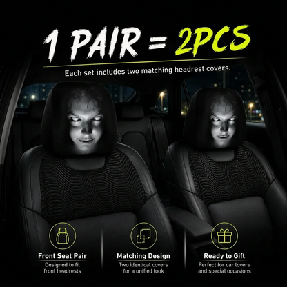 Funny Cartoon Car Headrest Covers – 2PCS Universal Fit