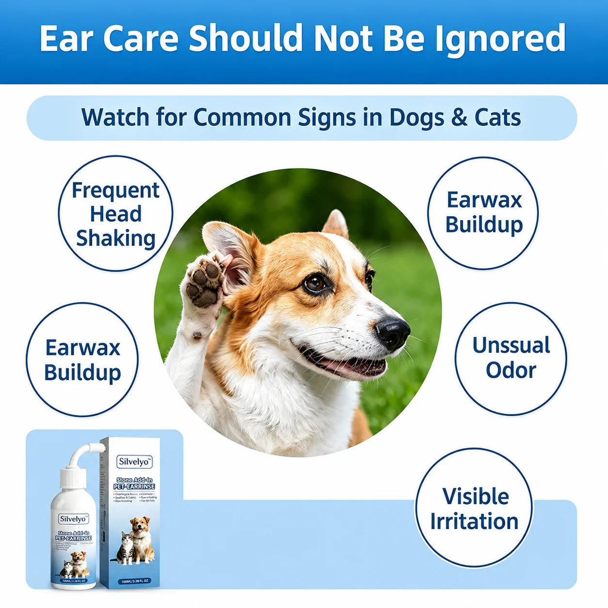 Silvelyo™ Pet Ear Wash | Odor-Free Cleaning for Dogs & Cats🐾