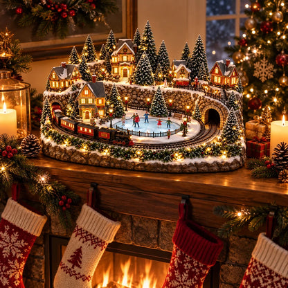🚞🎄Last day to save 49% –✨ Animated Holiday Train & Ice Rink Scene