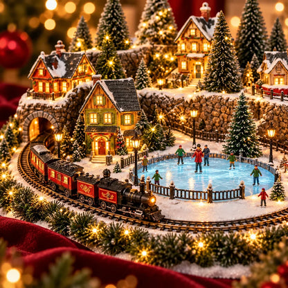 🚞🎄Last day to save 49% –✨ Animated Holiday Train & Ice Rink Scene