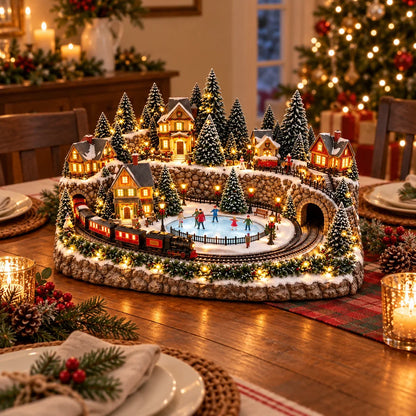 🚞🎄Last day to save 49% –✨ Animated Holiday Train & Ice Rink Scene