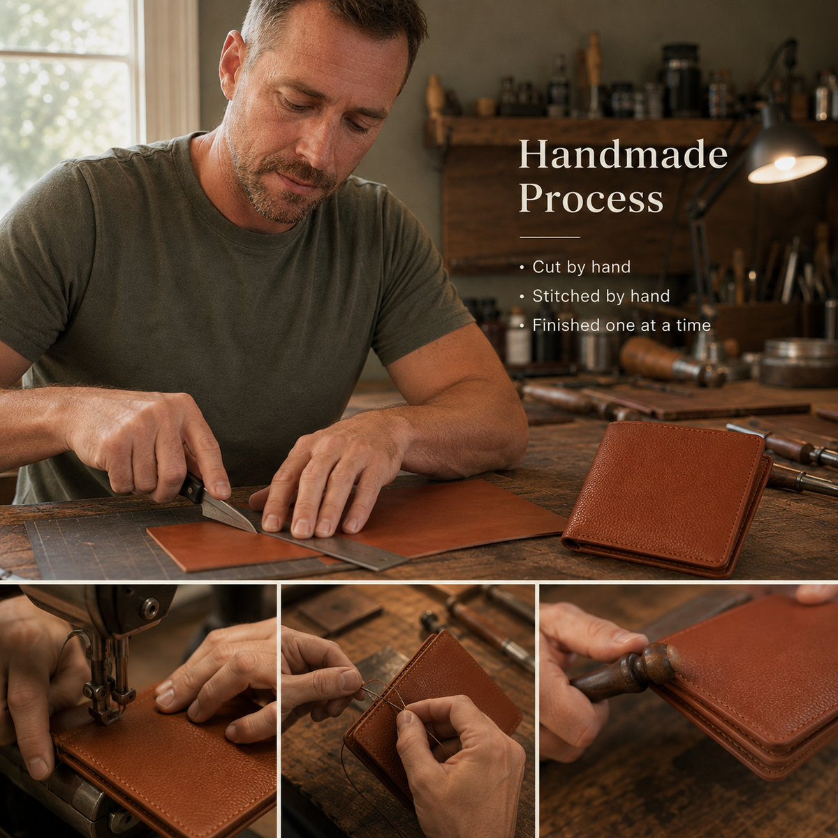 🔥100% Handmade Full-Grain Leather Wallet